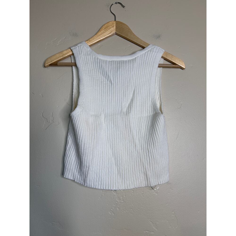 NEW Cream Ribbed Button Up Sleeveless Sweater Vest Small - Picture 3 of 5
